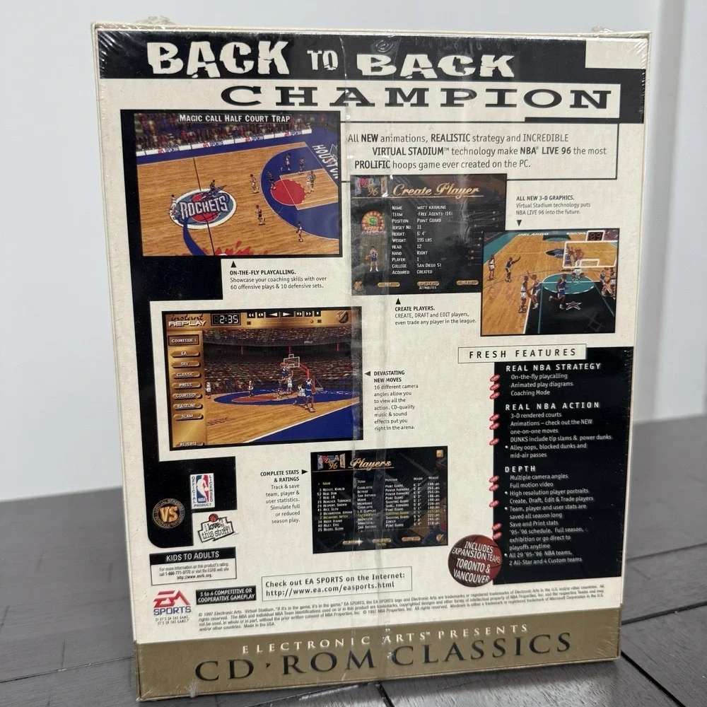 NBA Live 96 PC Basketball Video Game EA CD-ROM Classics 1996 Vintage